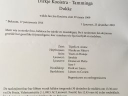 Rouwkaart Dirkje Kooistra
